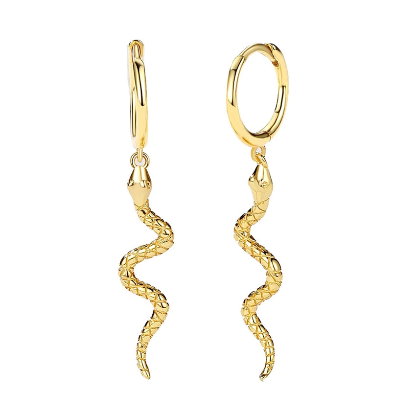 Tally hoops i forgyldt sølv med slangevedhæng, zirkonia og ferskvandsperler fra MerlePerle (11 mm/40 mm)